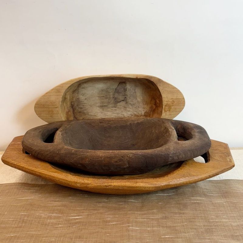 Lote de Tres Cuencos de Madera