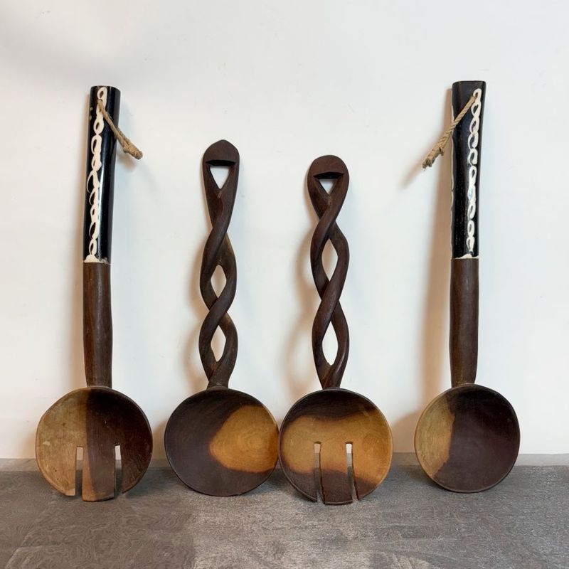 Set de 4 Cuchara de Madera Africana Set de 4 Cuchara de Madera Africana