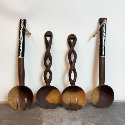 Set de 4 Cuchara de Madera Africana Set de 4 Cuchara de Madera Africana