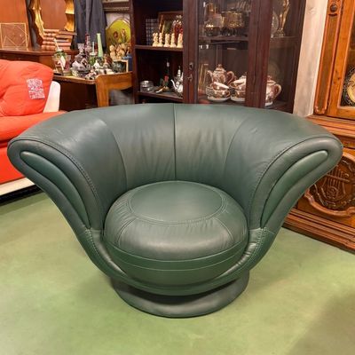 Sillón Giratorio de Piel Verde Sillón Giratorio de Piel Verde