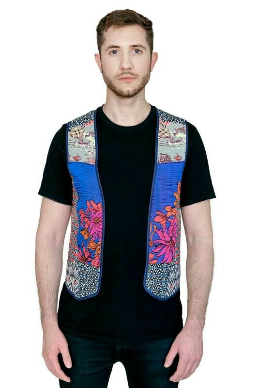 YAKAYA Herren Patchwork Weste YAKAYA Herren Patchwork Weste "Siddhi" geometrisches Muster - jedes Teil ein Unikat - Ethno, Hippie, Boho - Style