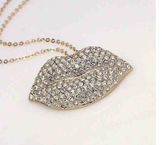 18&quot; nicki minaj crystal paved lips paparazzi jewelry necklace