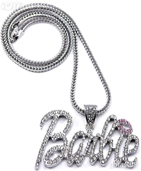 10&quot; Nicki Minaj barbie iced out necklace THICK charm