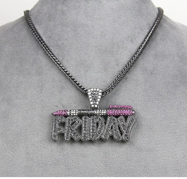 20&quot; nicki minaj friday crystal paved necklace small pendant celebrity jewelry
