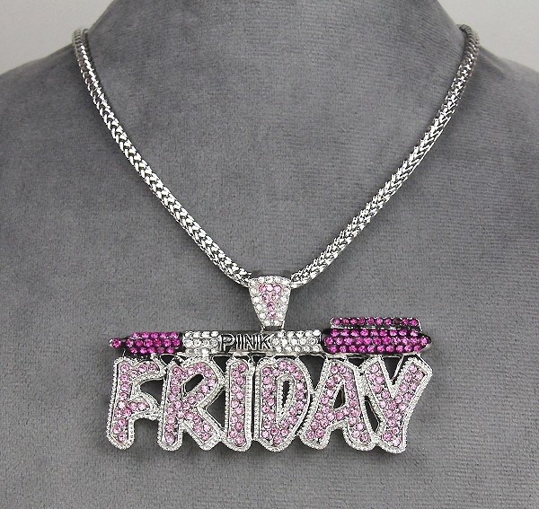 20&quot; nicki minaj friday crystal paved necklace celebrity jewelry large pendant