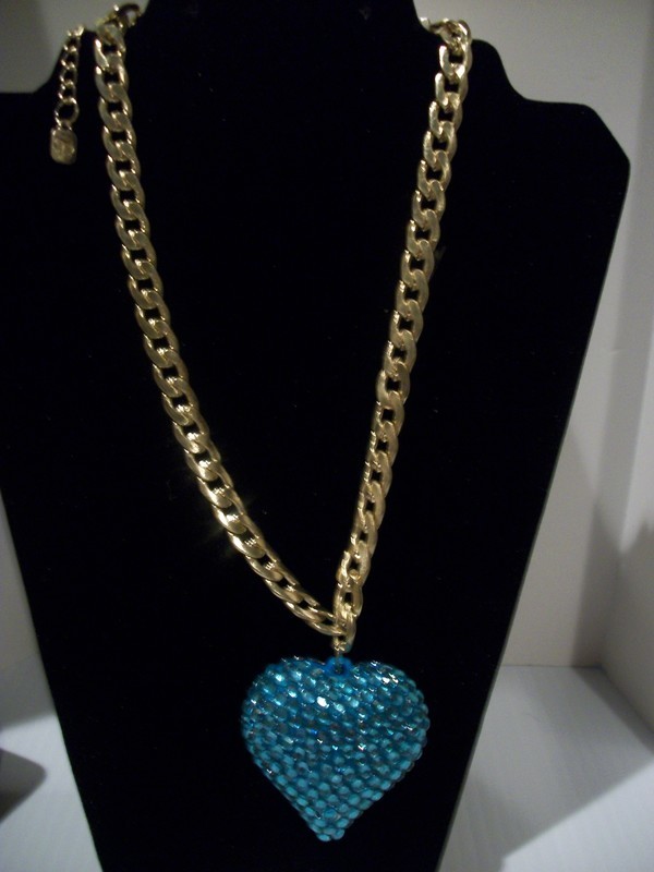 20&quot; bling gold link chain heart rhinestone pendant paparazzi