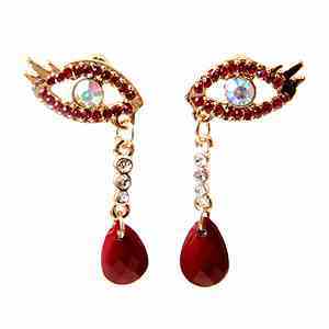 1.5&quot; Red Eye Earrings crystals