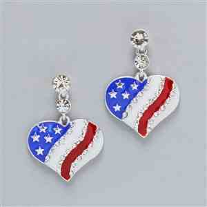 1.75 Earrings red white blue metal 1 hearts jewelry paparazzi