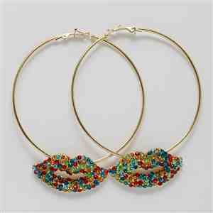 3&quot; Lip hoops earrings rhinestones