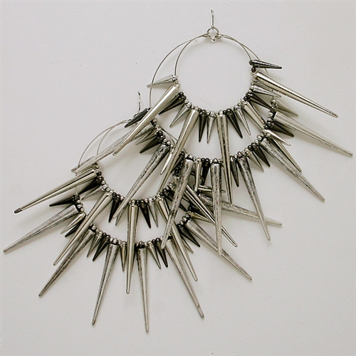 6 3/4&quot; double spike hoops paparazzi basketball wives jewelry earrings