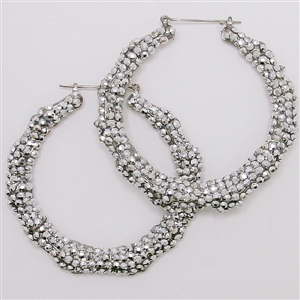 3 1/2&quot; bamboo rhinestone paved basketball wives paparazzi jewelry earrings