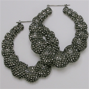 3 1/2&quot; bamboo paved rhinestones basketball wives paparazzi earrings jewelry