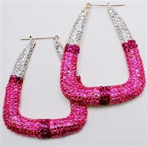 3 1/2&quot; bamboo paved rhinestones basketball wives paparazzi earrings jewelry