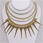 28&quot; spike layered drape necklace metal multi color paparazzi jewelry