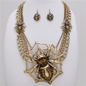 22&quot; spider necklace layered dangle large jewelry 