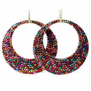 Circle Color Earrings metal rhinestones