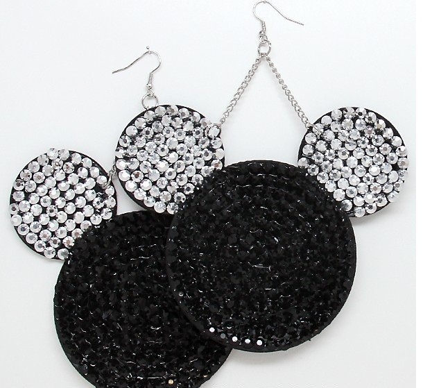 4&quot; mickey mouse rhinestone disney paparazzi jewelry earrings 