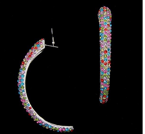 3.5&quot; metal dangle paved rhinestones earrings paparazzi jewelrr fashion