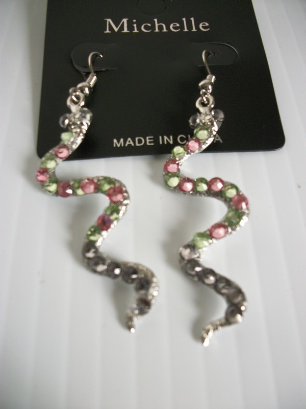 2&quot; dangle snake earrings rhinestones jewelry punk goth
