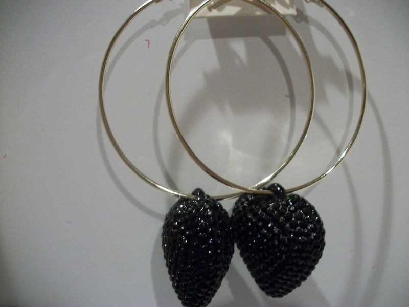 3&quot; heart hoop earrings rhinestones paparazzi jewelry fashion basketball wives