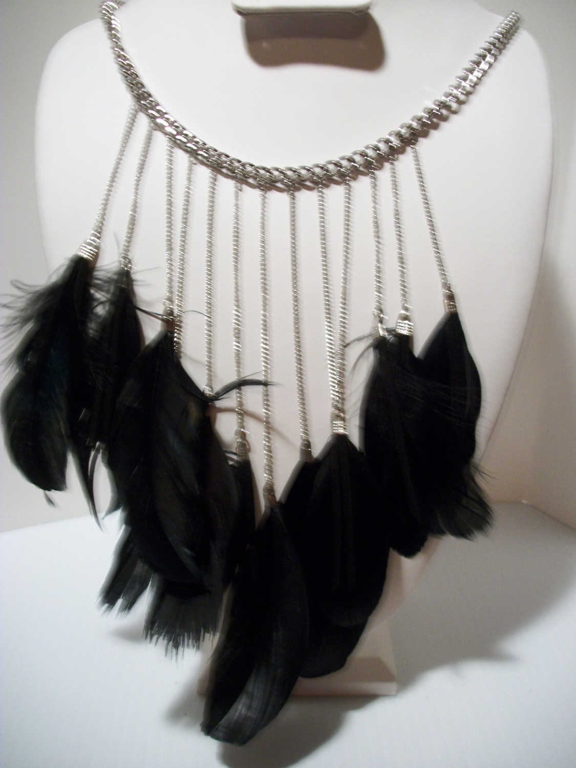9.5&quot; necklace feather chains black earrings jewelry animal fashon