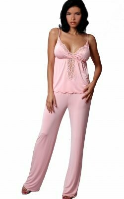 Microfiber Pajama Set with Keyhole Accent- Amethyst, Size: S, COLOR: BLUSH