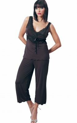 Microfiber camisole and capri PJ, Size: Small, Color: Black