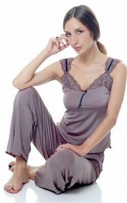 Dyed Lace and Microfiber Pajama Set
