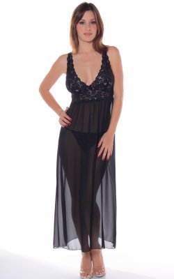 Lace Top Chiffon Gown