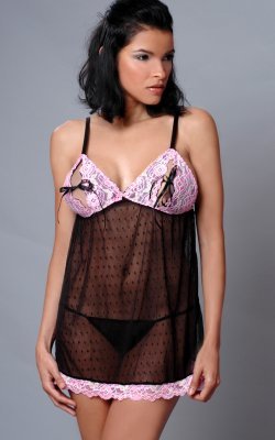 Swiss Dotted Mesh Open Cup Baby Doll