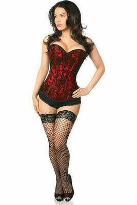 Lavish Red Lace Front Zipper Corset