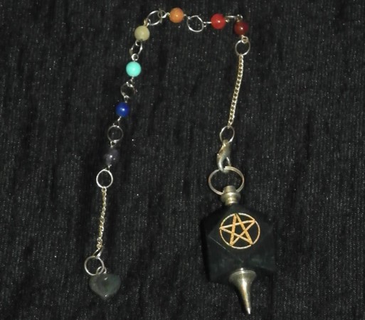 Bloodstone 7 Chakra Pentagram Pendulum