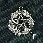 Druid Pentacle Charm, Sterling Silver