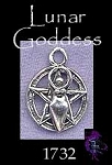 Sterling Silver Lunar Goddess Pentacle Charm