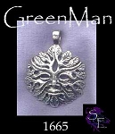 Bailed Greenman Pendant, Sterling Silver
