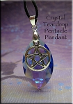 Pentacle Pendant on Blue-Purple Crystal Teardrop