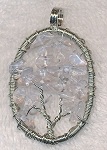 Wire Wrapped Tree of Life Pendant with Quartz Crystal Chips