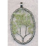 Wire Wrapped Tree of Life Pendant with Peridot Chips