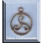 Ringed Triskele Charm, Sterling Silver