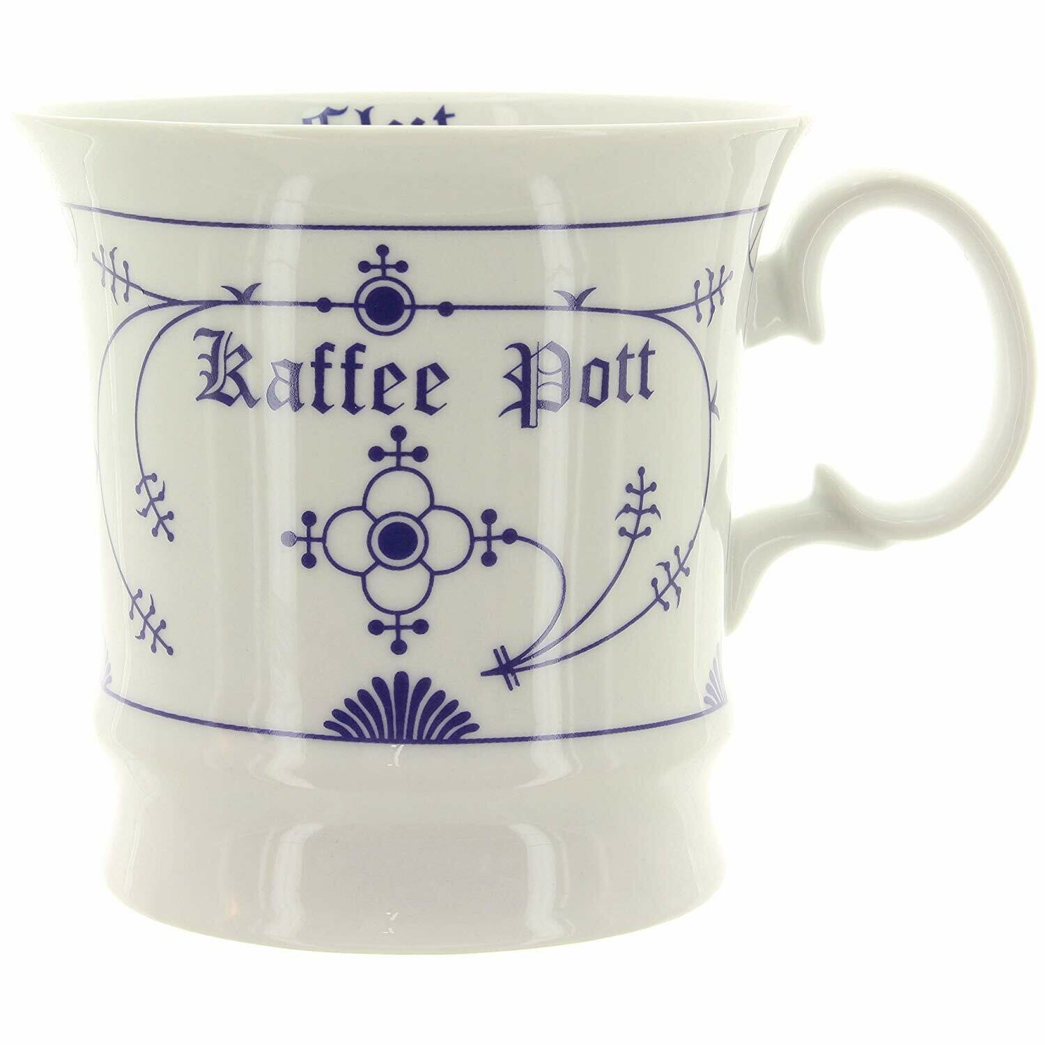 Ocean-Line Herrenbecher " Kaffee Pott " Kapitäns Becher Indisch Blau / Strohblume Porzellan