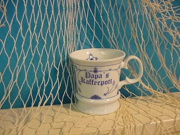 Ocean-Line " Papa´s Kaffeepott " Indisch Blau Strohblume Porzellan