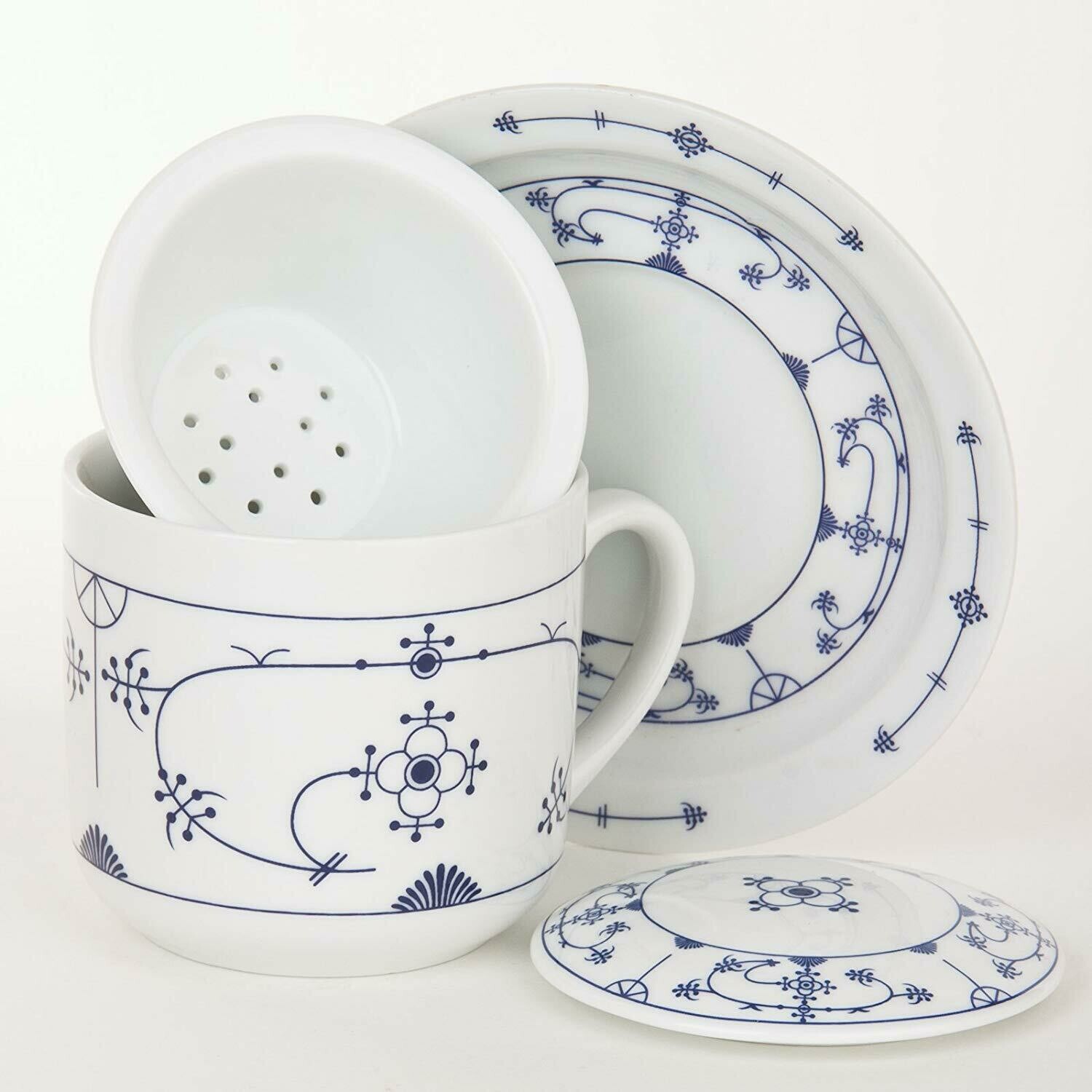 Ocean-Line Kräuterteetasse Porzellan Indisch Blau Strohblume "Neutral"
