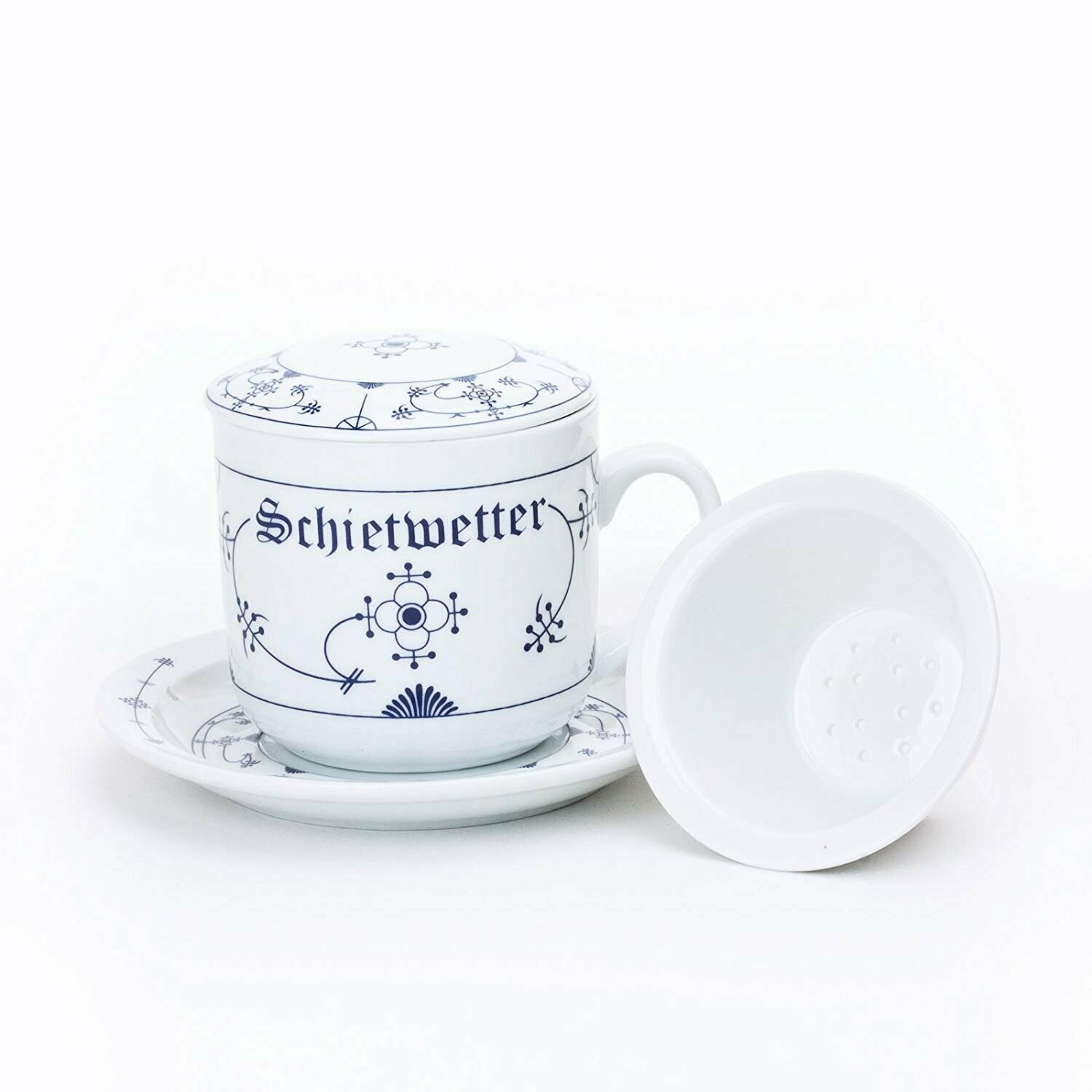 Ocean-Line Kräuterteetasse Porzellan Indisch Blau Strohblume "Schietwetter"
