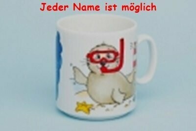 Kinderbecher mit Motiv Robbe mit Taucherbrille