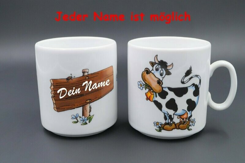 Kinderbecher mit Motiv Kuh und Schild ( 1 Stück ) Kinderbecher mit Motiv Kuh und Schild ( 1 Stück )