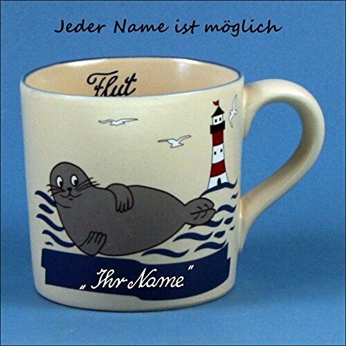 Gerader Namensbecher mit Robbe