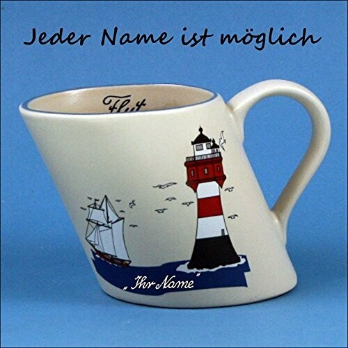Schiefer Namensbecher mit Segler und Leuchtturm Schiefer Namensbecher mit Segler und Leuchtturm