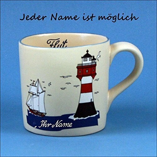 Namensbecher mit Segler und Leuchtturm Namensbecher mit Segler und Leuchtturm