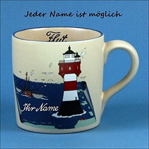Namensbecher mit Krabbenkutter und Leuchtturm Namensbecher mit Krabbenkutter und Leuchtturm