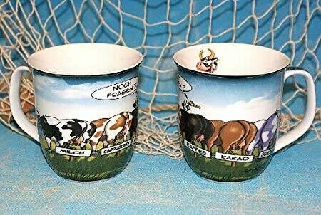 Hösti 2 er Set Becher. 5 Kühe. Milch Cappuccino Kaffee Kakao Schokolade, je ca 10x9 cm